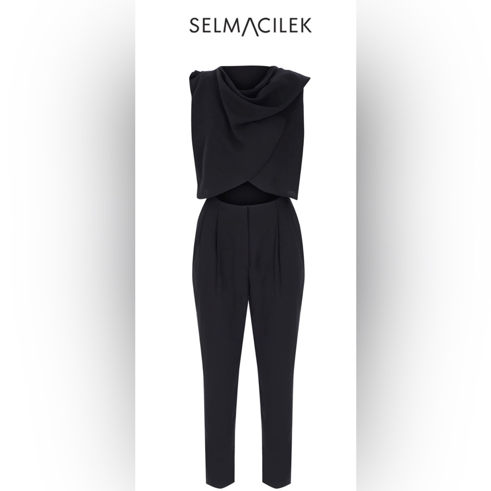 SELMACILEK Black sleeveless scarf add on jumpsuit